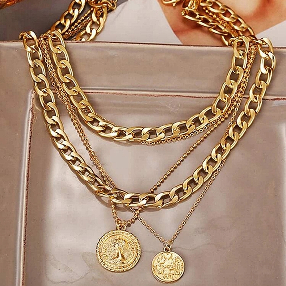 "Without Words" Gold Layered Coin Necklace Set - Picture 10 of 15